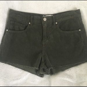 Army green corduroy shorts